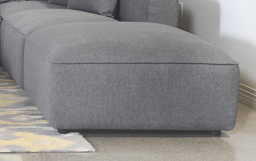Jennifer Square Upholstered Ottoman Grey view 2