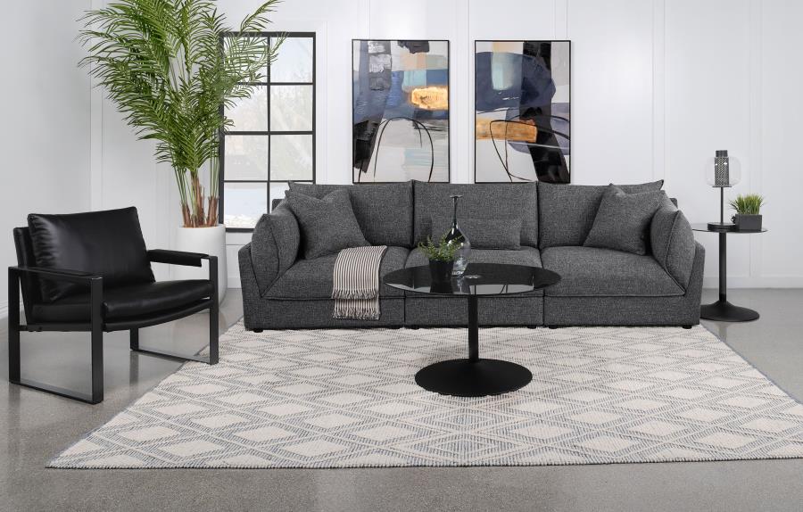 Sasha 3-Piece Upholstered Sofa Barely Black view 2