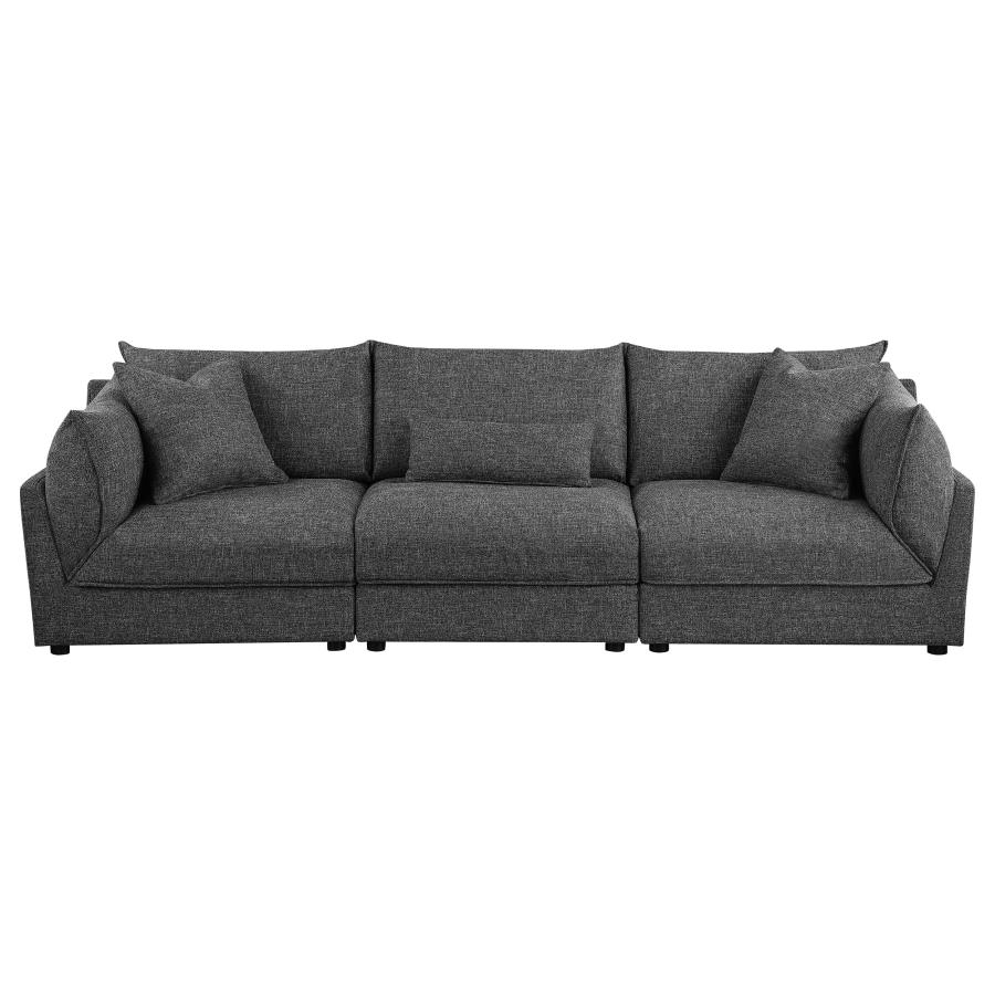 Sasha 3-Piece Upholstered Sofa Barely Black view 3