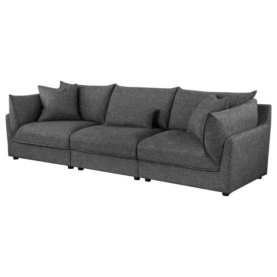 Sasha 3-Piece Upholstered Sofa Barely Black view 4