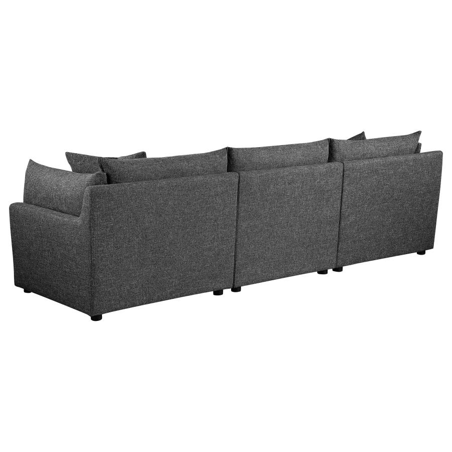 Sasha 3-Piece Upholstered Sofa Barely Black view 6