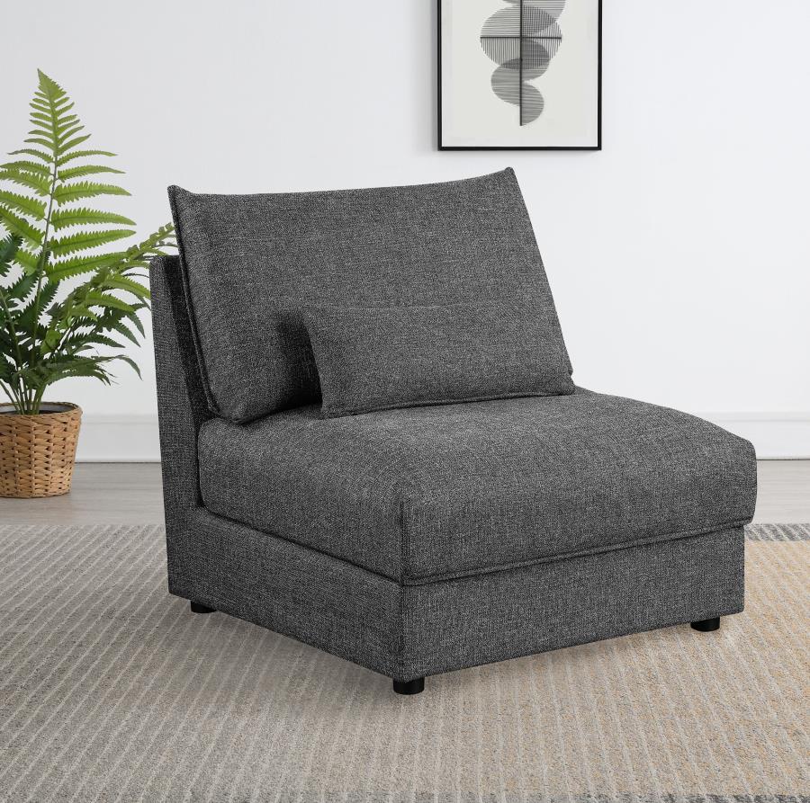 Sasha Upholstered Armless Chair Barely Black view 2