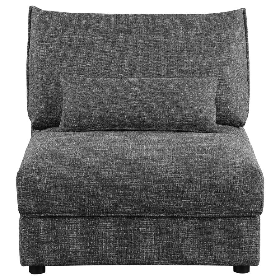 Sasha Upholstered Armless Chair Barely Black view 3