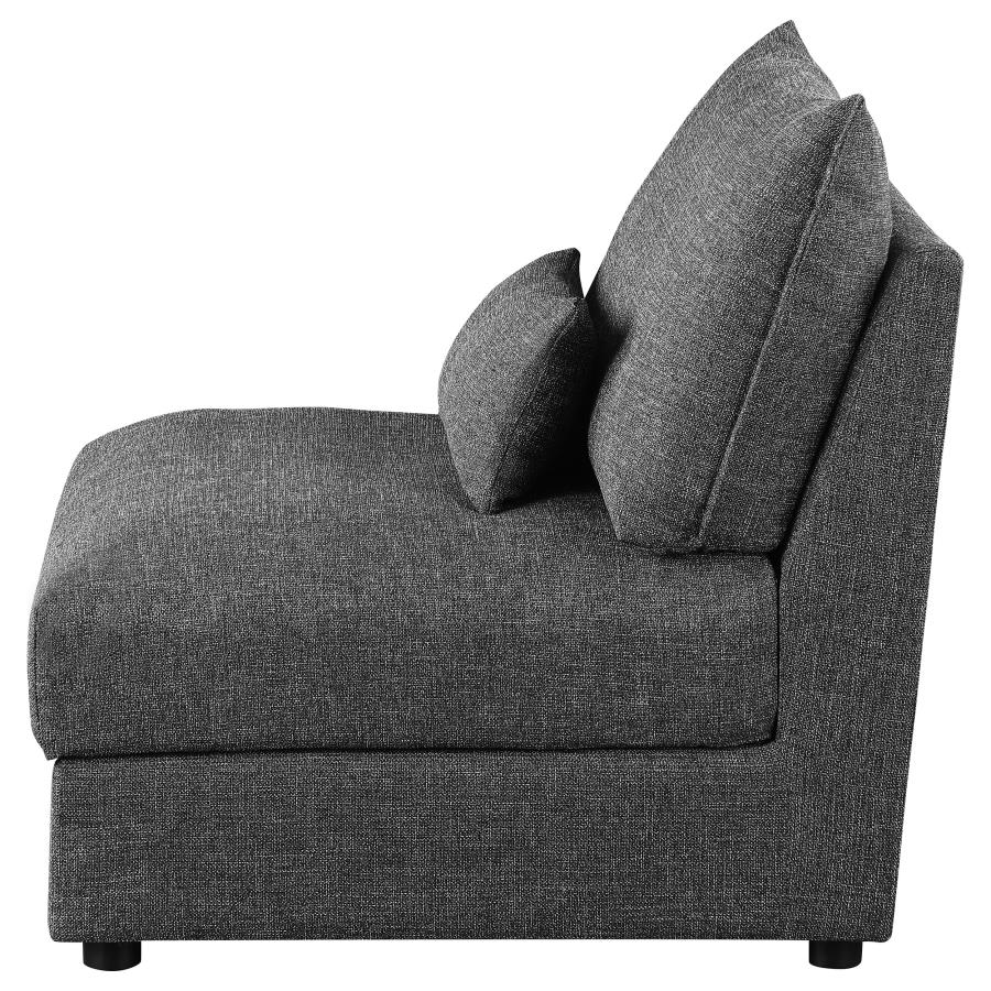 Sasha Upholstered Armless Chair Barely Black view 5