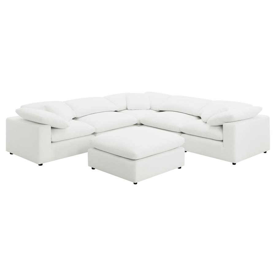 Raleigh 6-piece Boucle Upholstered Modular Sectional Ivory view 2