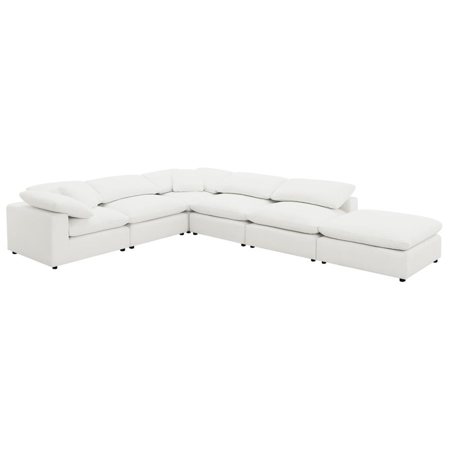 Raleigh 6-piece Boucle Upholstered Modular Sectional Ivory view 2