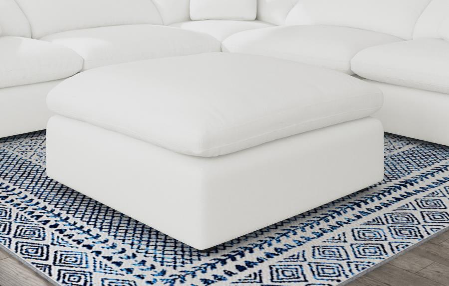 Raleigh Boucle Upholstered Ottoman Ivory view 2