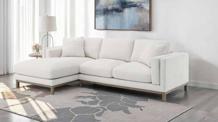 Geneva Boucle Upholstered Sectional Chaise Sofa Sand view 2