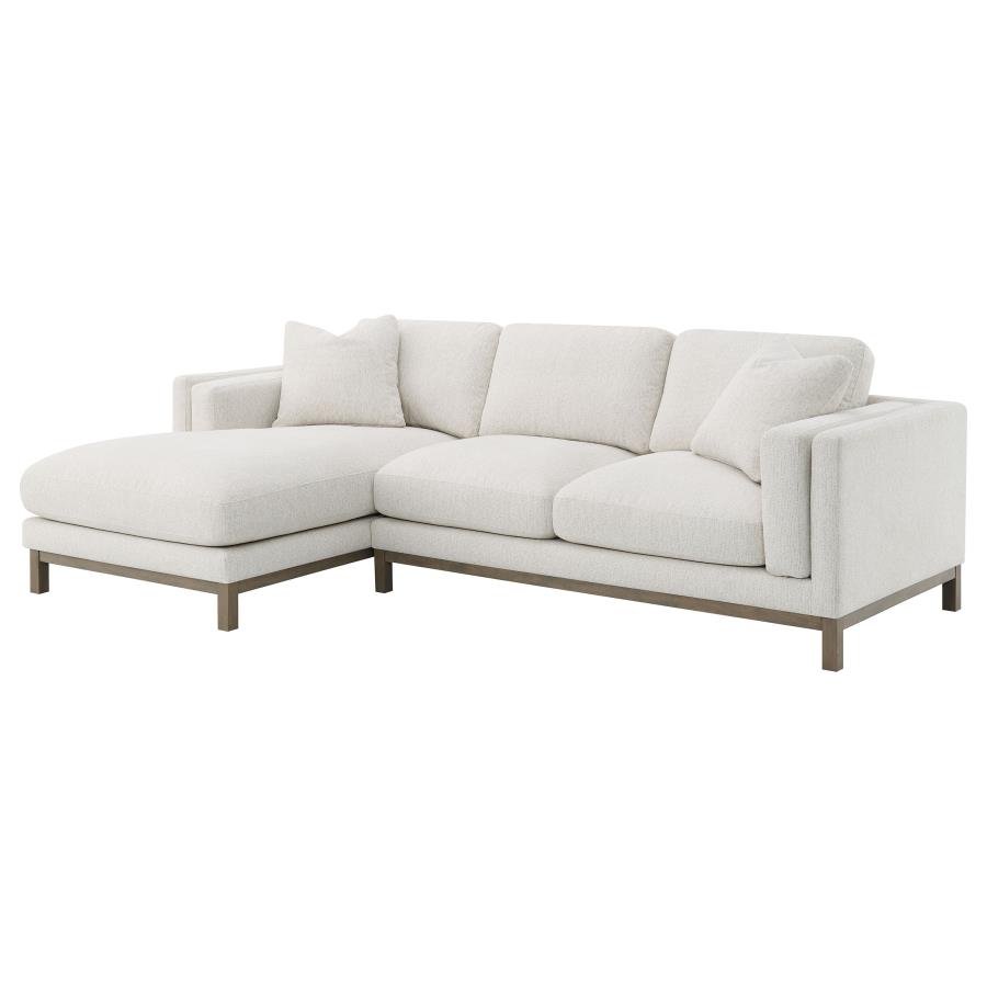 Geneva Boucle Upholstered Sectional Chaise Sofa Sand view 4