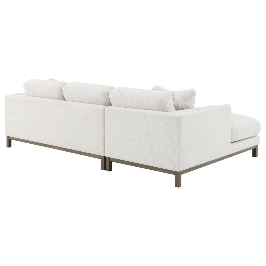 Geneva Boucle Upholstered Sectional Chaise Sofa Sand view 6