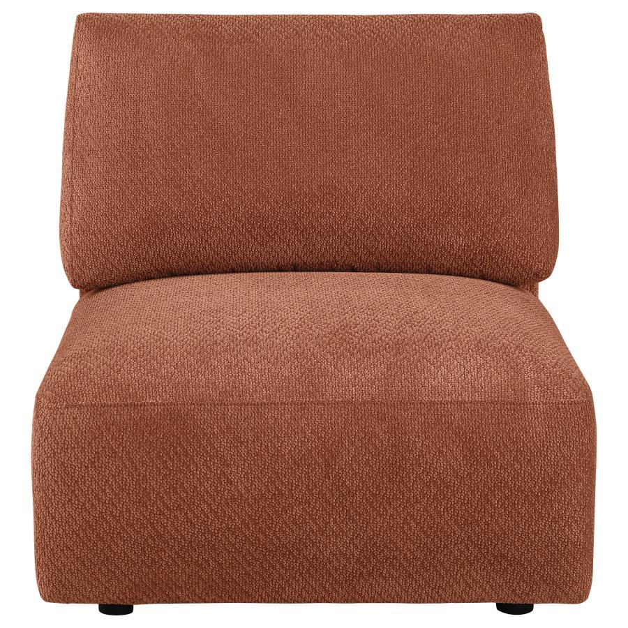 Elysia Chenille Upholstered Modular Armless Chair Coral view 2