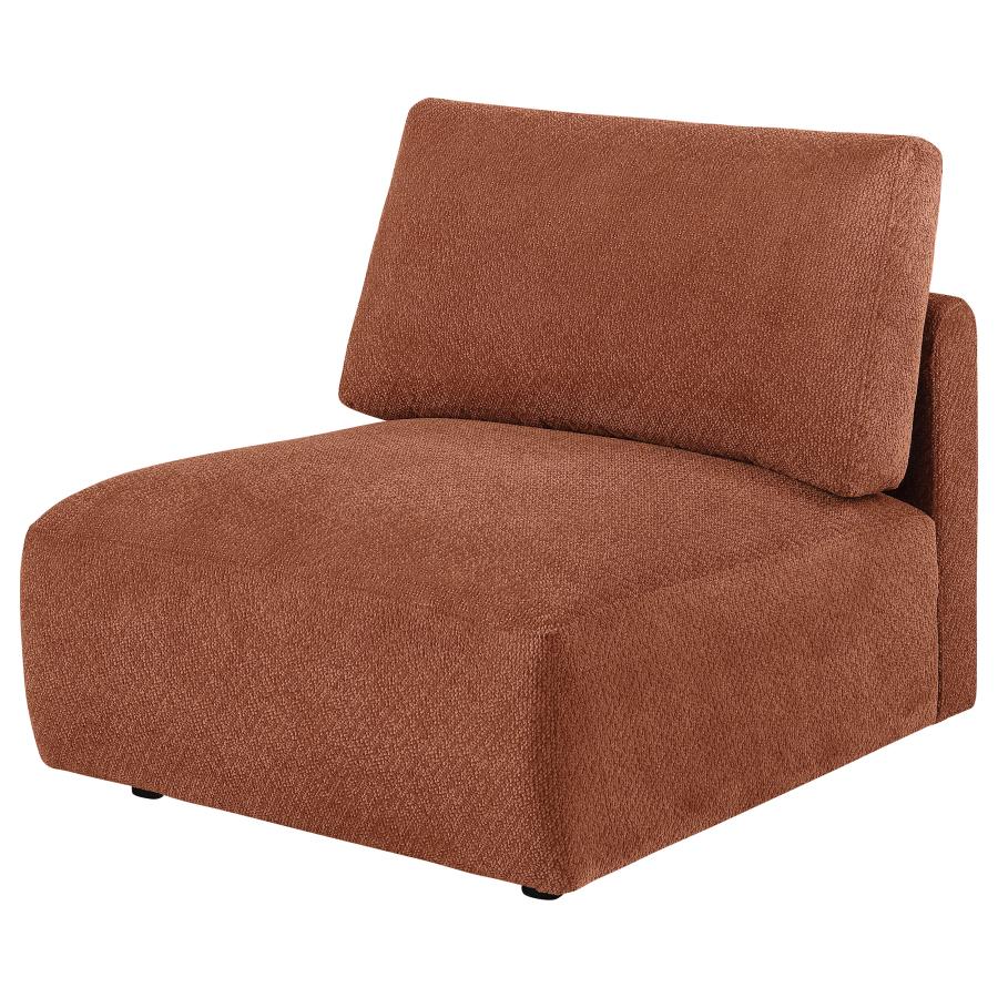 Elysia Chenille Upholstered Modular Armless Chair Coral view 3