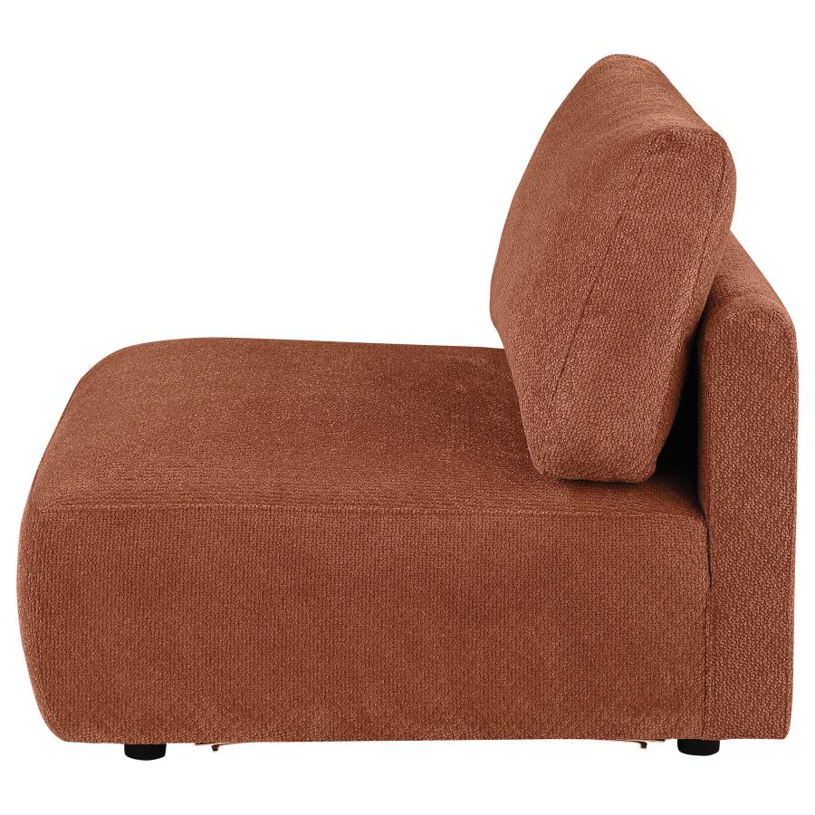 Elysia Chenille Upholstered Modular Armless Chair Coral view 4