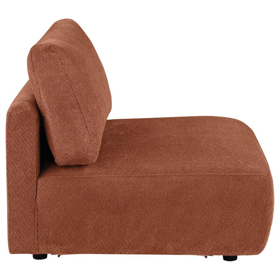 Elysia Chenille Upholstered Modular Armless Chair Coral view 7