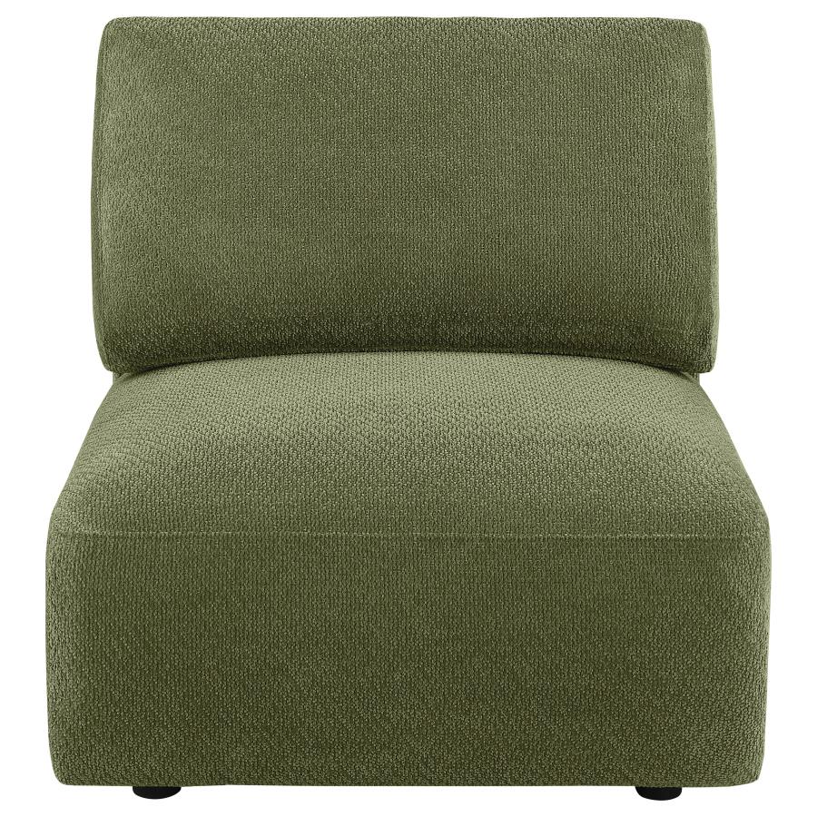 Elysia Chenille Upholstered Modular Armless Chair Green view 2