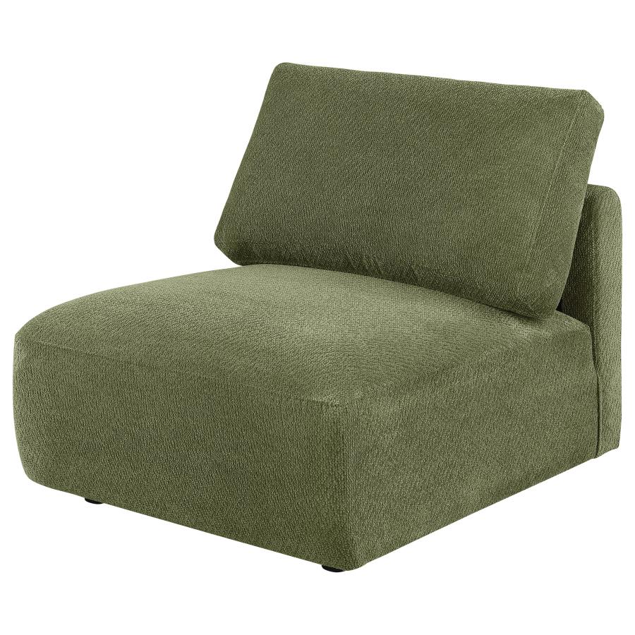 Elysia Chenille Upholstered Modular Armless Chair Green view 3