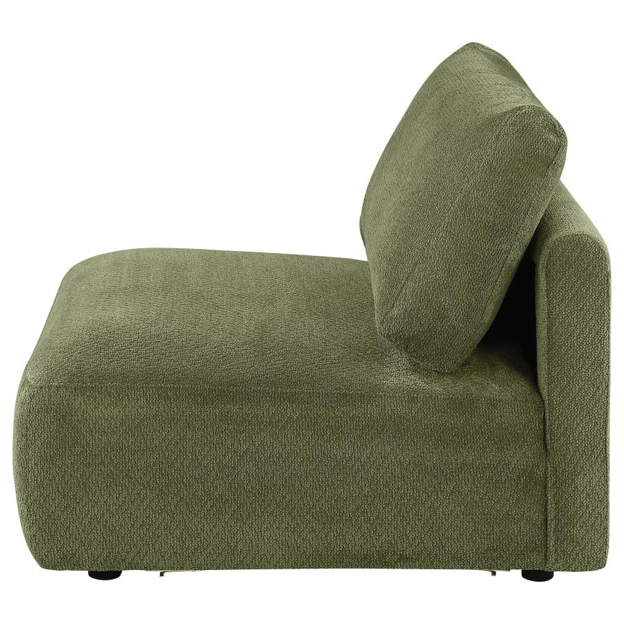 Elysia Chenille Upholstered Modular Armless Chair Green view 4