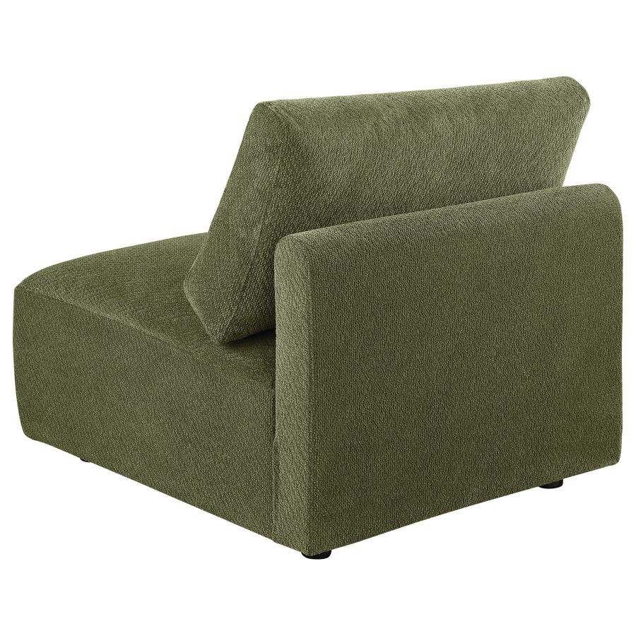 Elysia Chenille Upholstered Modular Armless Chair Green view 5