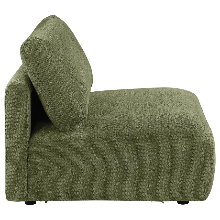 Elysia Chenille Upholstered Modular Armless Chair Green view 7