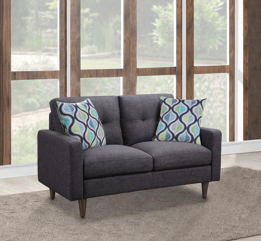 Watsonville Upholstered Track Arm Tufted Loveseat Grey view 2