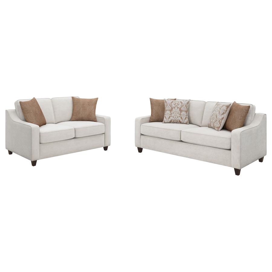 Christine 2-piece Upholstered Sloped Arm Sofa Set Beige view 2