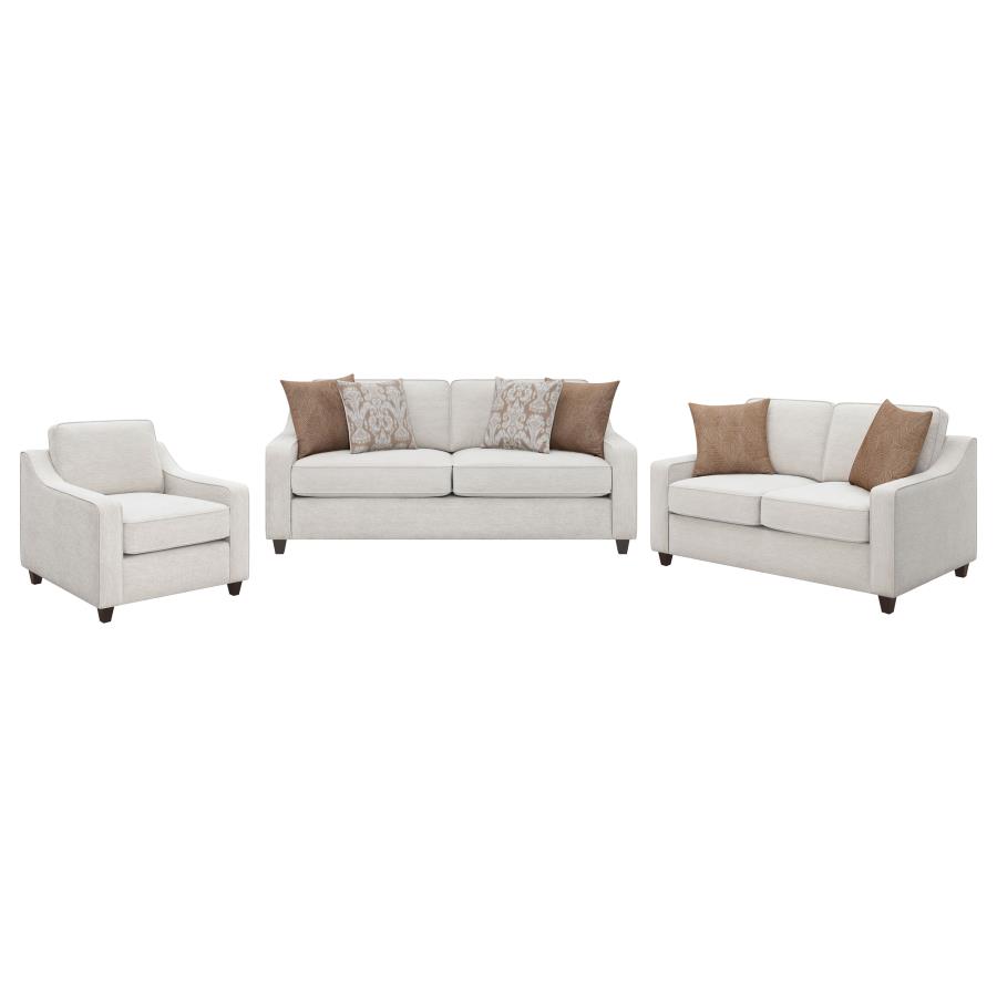 Christine 3-piece Upholstered Sloped Arm Sofa Set Beige view 2