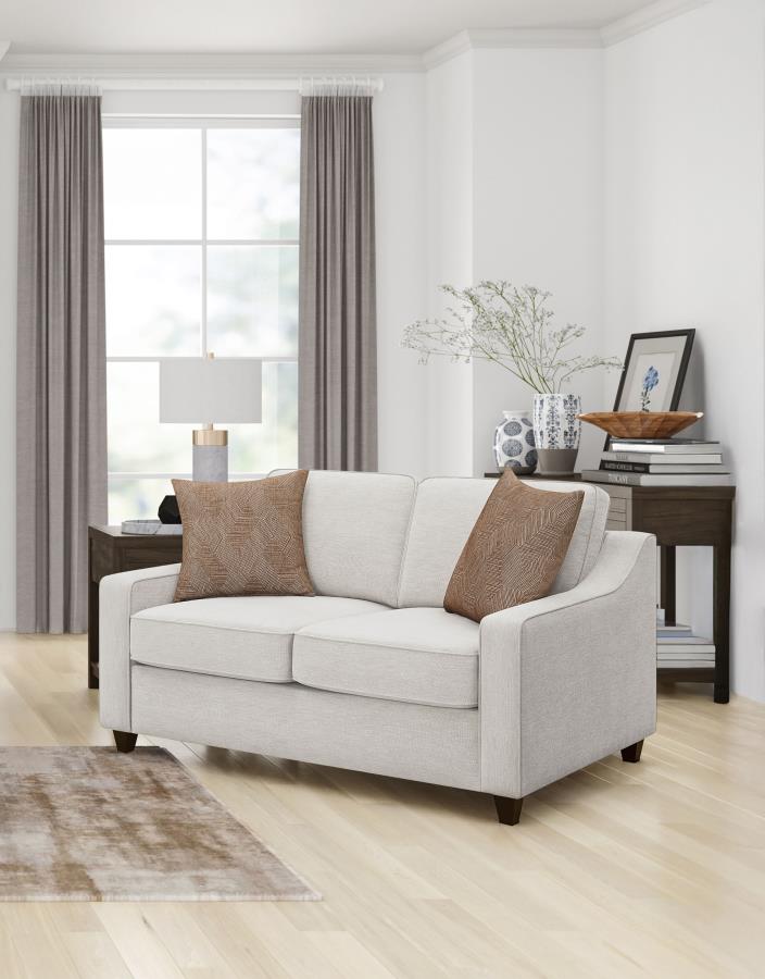 Christine Upholstered Sloped Arm Loveseat Beige view 2