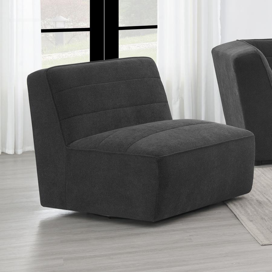 Sunny Upholstered Armless Chair Dark Charcoal view 2