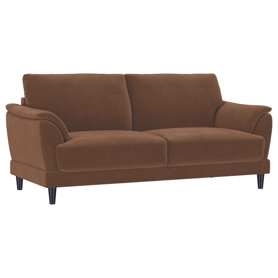 Selma 2-piece Velvet Upholstered Crescent Arm Sofa Set Rust view 3