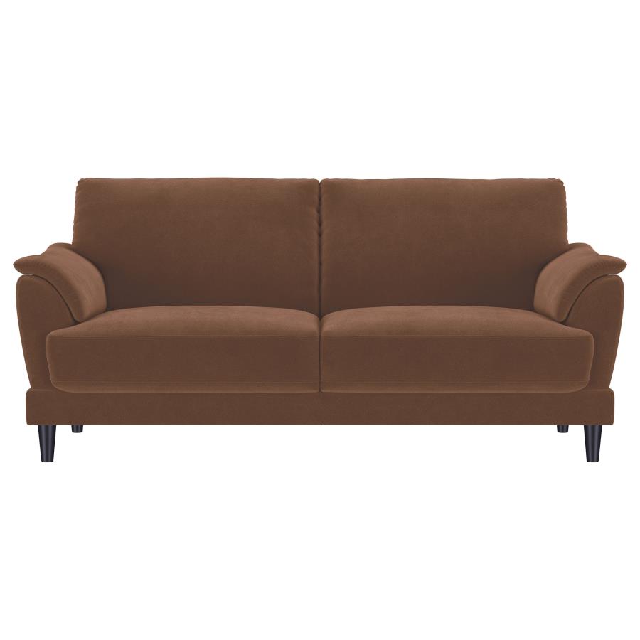 Selma 2-piece Velvet Upholstered Crescent Arm Sofa Set Rust view 4