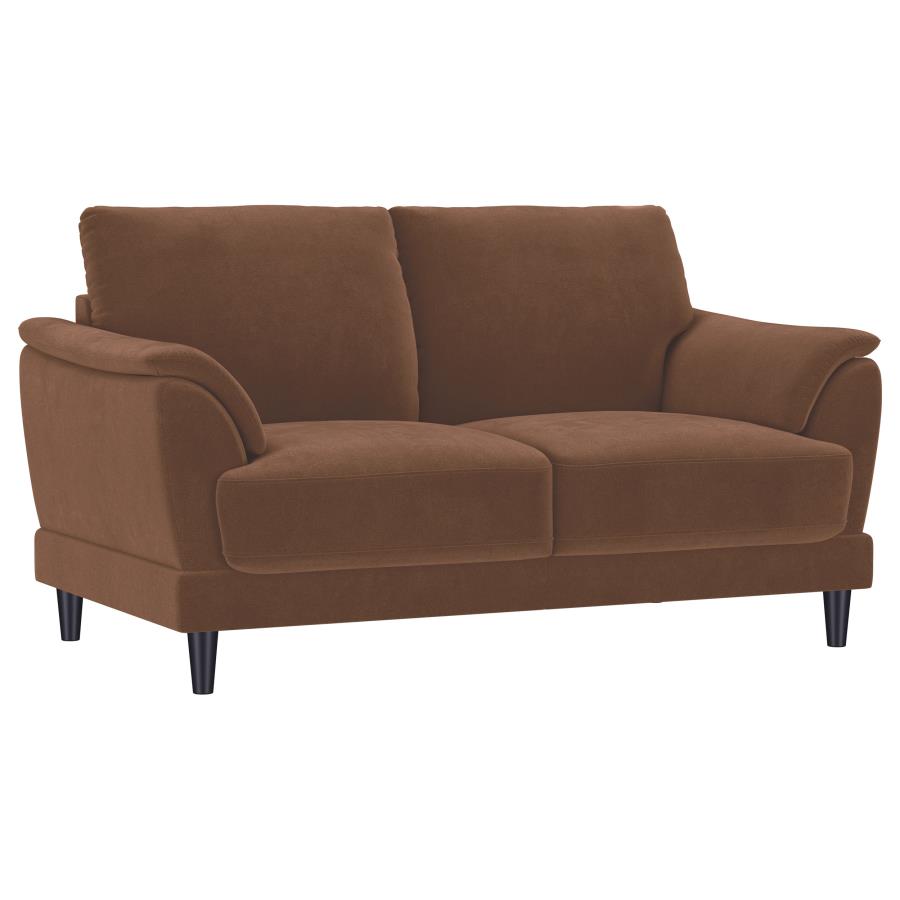 Selma 2-piece Velvet Upholstered Crescent Arm Sofa Set Rust view 6