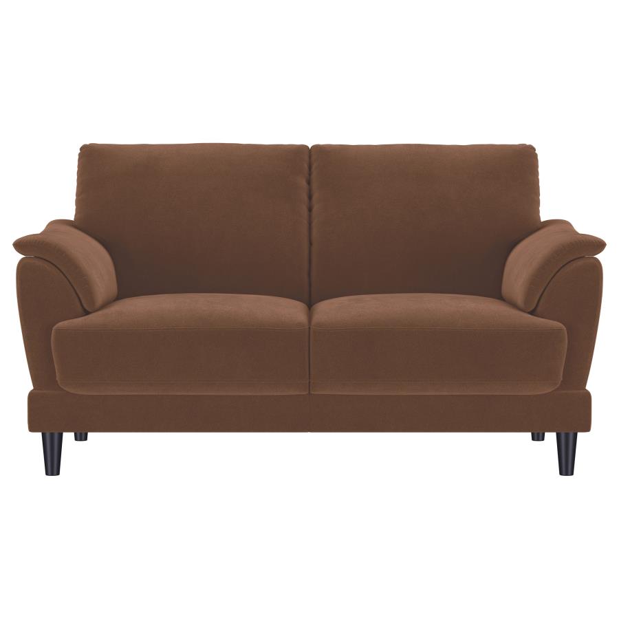 Selma 2-piece Velvet Upholstered Crescent Arm Sofa Set Rust view 7