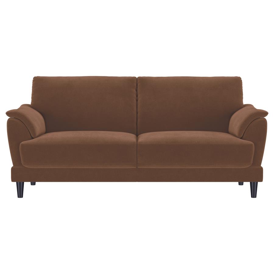 Selma Velvet Upholstered Crescent Arm Sofa Rust view 3
