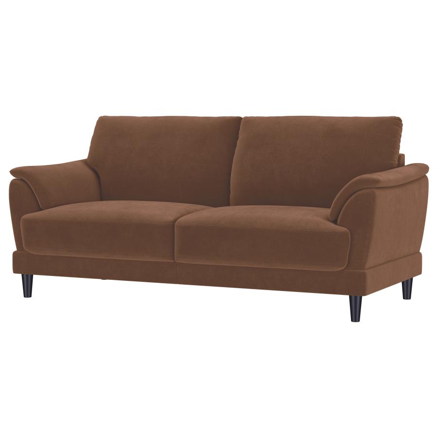 Selma Velvet Upholstered Crescent Arm Sofa Rust view 4