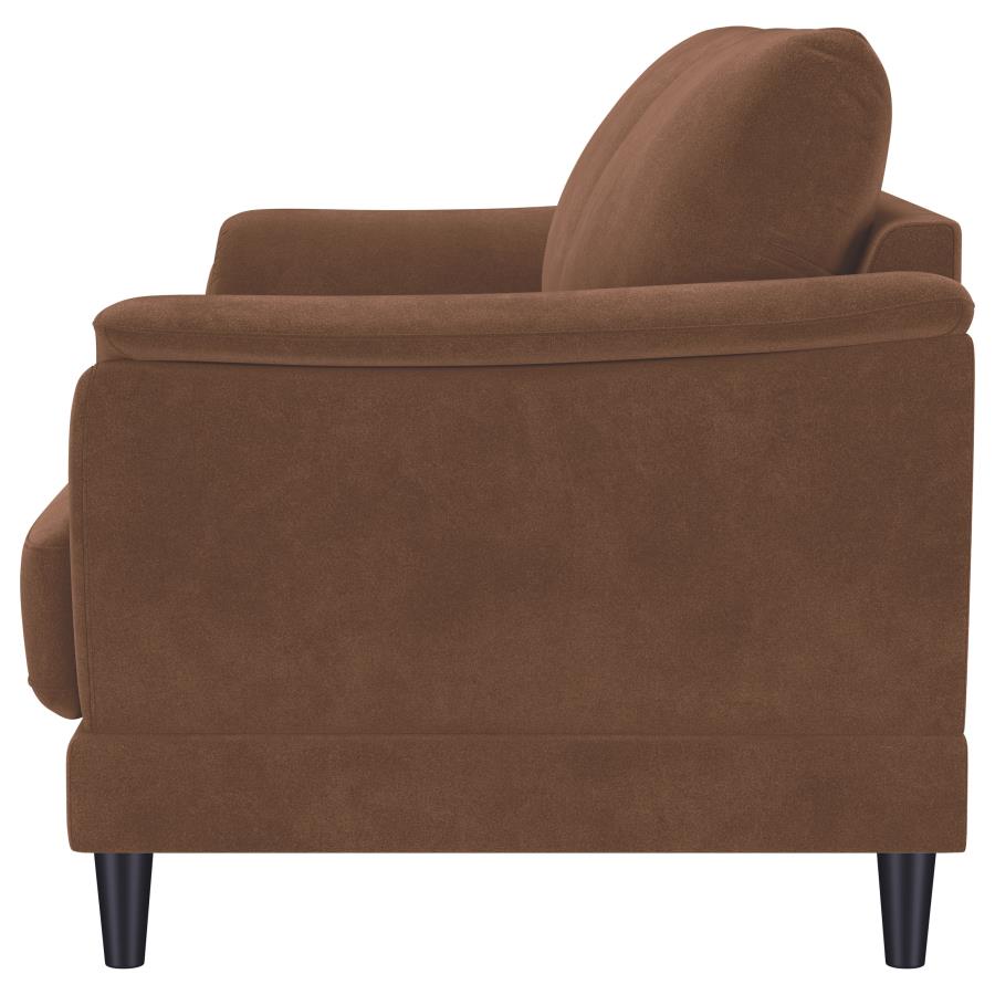 Selma Velvet Upholstered Crescent Arm Sofa Rust view 5