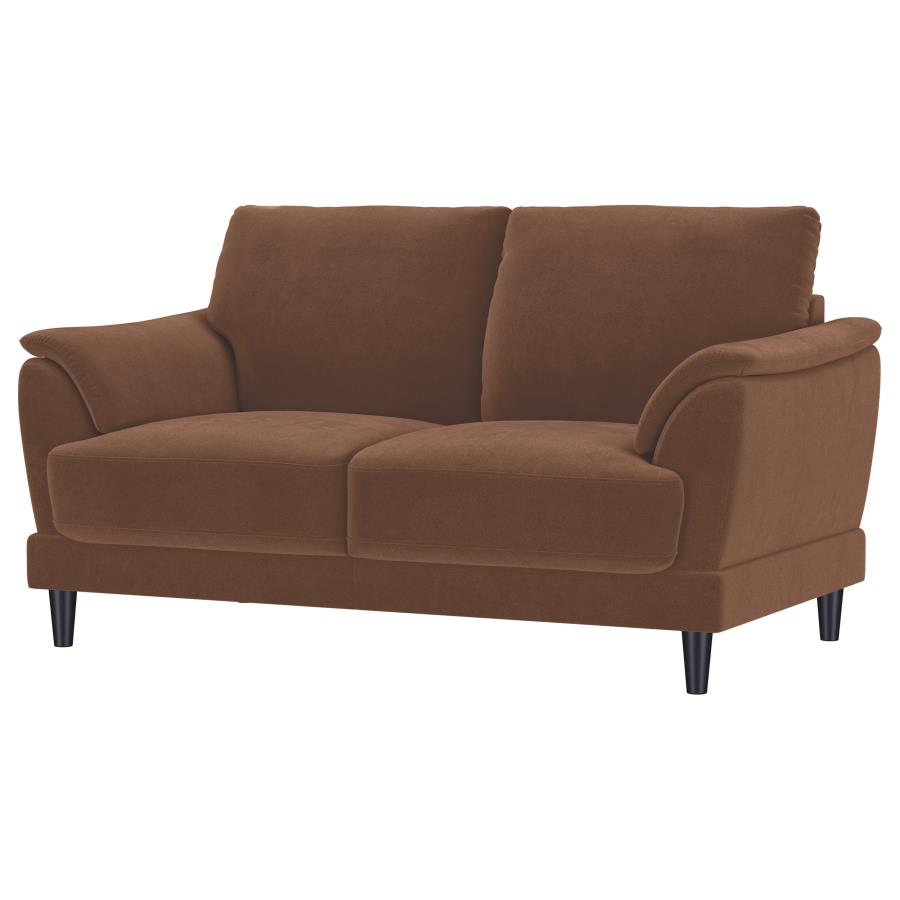 Selma Velvet Upholstered Crescent Arm Loveseat Rust view 4