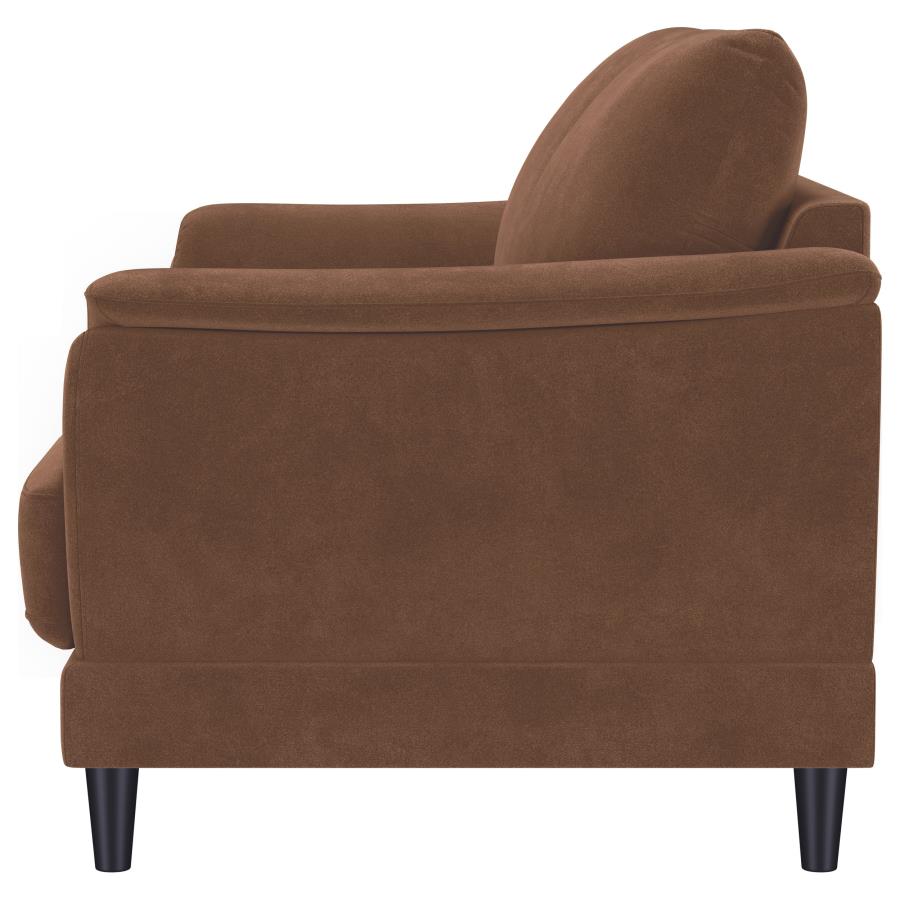 Selma Velvet Upholstered Crescent Arm Loveseat Rust view 5