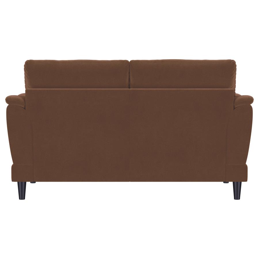 Selma Velvet Upholstered Crescent Arm Loveseat Rust view 7