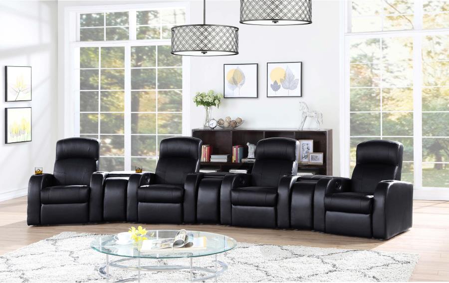 Cyrus Upholstered Home Theater Storage Wedge Console Black view 6