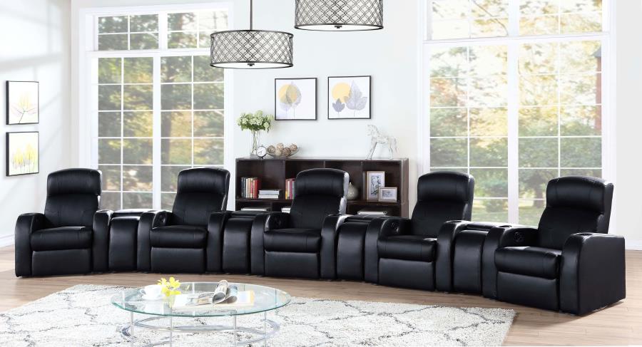 Cyrus Upholstered Home Theater Storage Wedge Console Black view 7