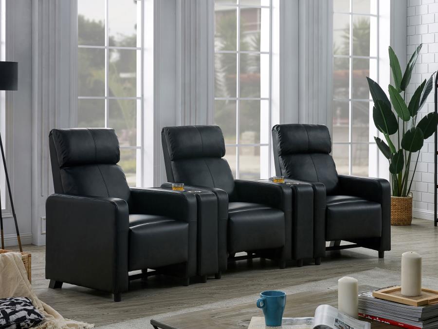 Toohey Upholstered Tufted Recliner Living Room Set Black view 2