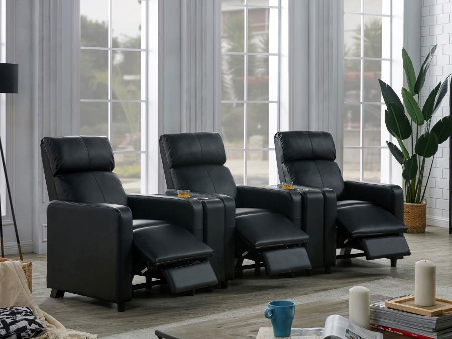 Toohey Upholstered Tufted Recliner Living Room Set Black view 3