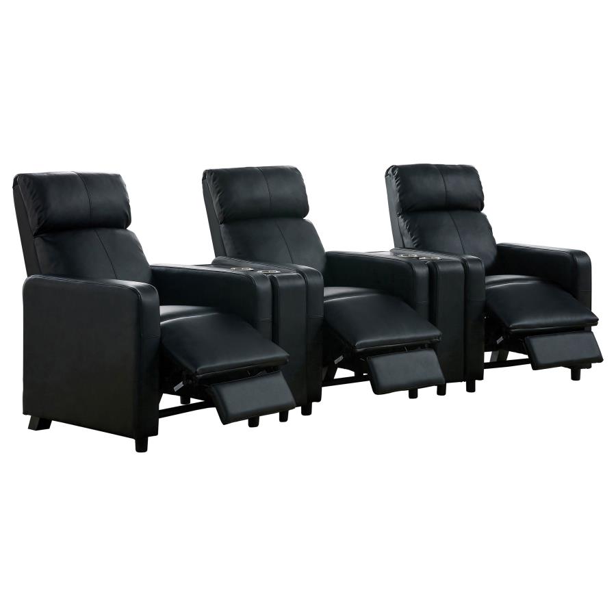 Toohey Upholstered Tufted Recliner Living Room Set Black view 4