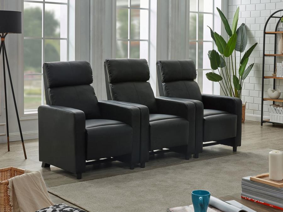 Toohey Upholstered Tufted Recliner Living Room Set Black view 2