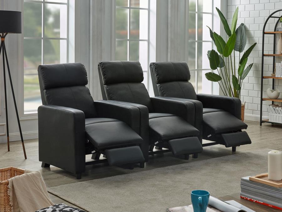 Toohey Upholstered Tufted Recliner Living Room Set Black view 3