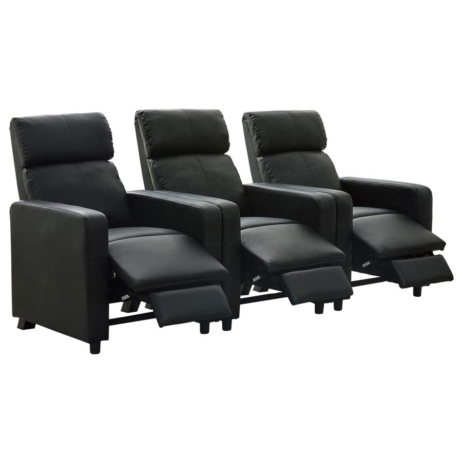 Toohey Upholstered Tufted Recliner Living Room Set Black view 4