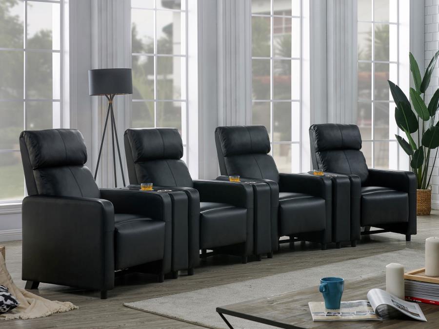 Toohey Upholstered Tufted Recliner Living Room Set Black view 2