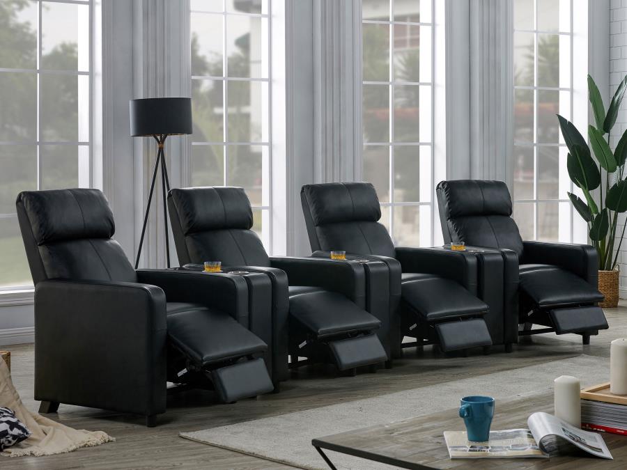 Toohey Upholstered Tufted Recliner Living Room Set Black view 3