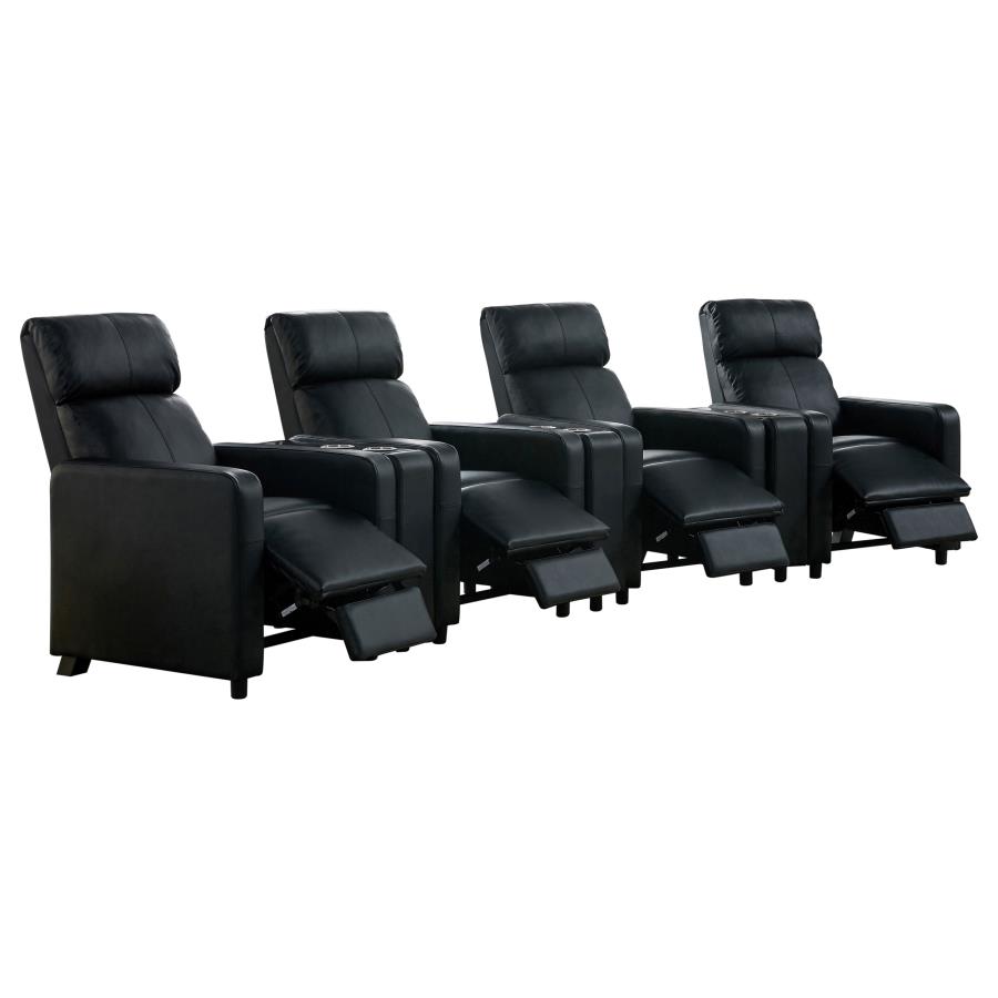 Toohey Upholstered Tufted Recliner Living Room Set Black view 4