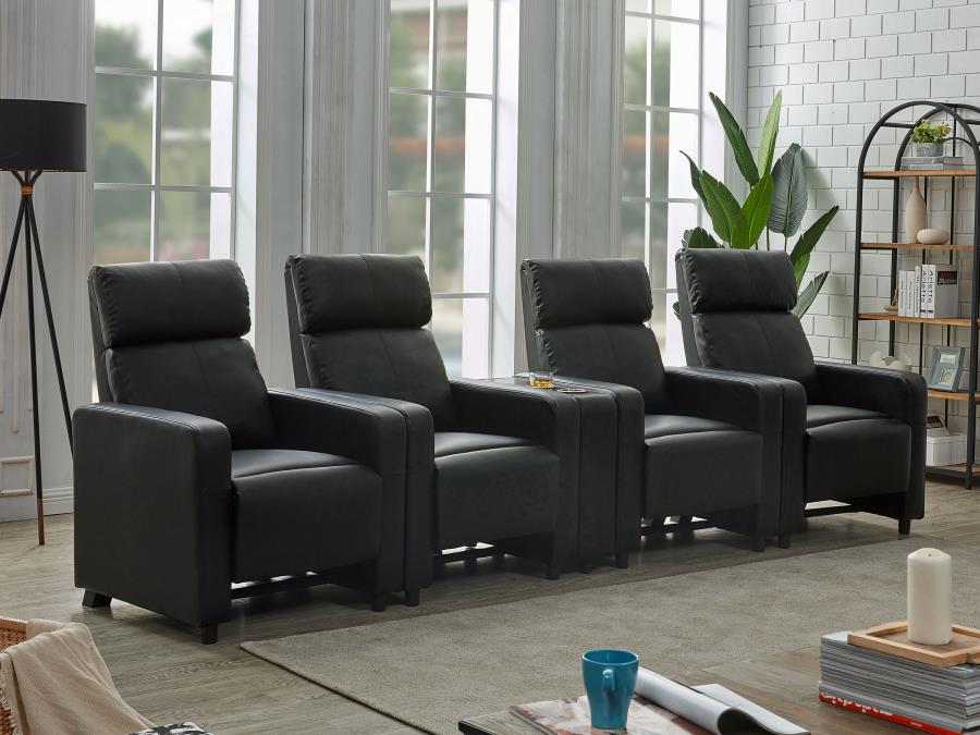 Toohey Upholstered Tufted Recliner Living Room Set Black view 2